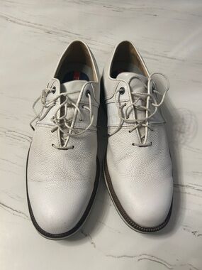 Men's golf White Leather Lace-Up Oxford by Dryjoys premiere series.